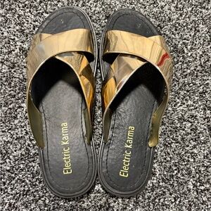 Electric karma Shiny Gold Women's Sandals size 8